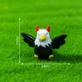 Mini bald eagle figurine with red horns for DIY garden decoration, 3.8x2.8cm - Demon Bald Eagle (Red Horns)