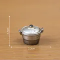 Vintage silver-toned miniature 1980s kitchen pot accessory for dollhouse DIY decor - Old Aluminum Pot (C3340)