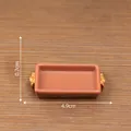Miniature vintage dollhouse tray in brown with golden handles measures 4.9cm wide - 14# Original Wood Pattern Tray