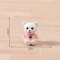 Miniature white resin teddy bear figurine wearing a pink heart sweater, size 2.6cm by 2cm - Pink Sweater White Bear / Small (2.6x2cm)