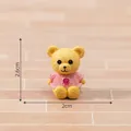 Miniature resin teddy bear figurine in pink dress for dollhouse decor, 2.6cm height. - Pink Sweater Yellow Bear / Small (2.6x2cm)