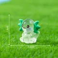 Luminous green axolotl resin figurine for micro landscape DIY decoration, height 1.8cm - Sitting Axolotl / Green