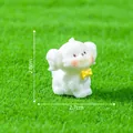 Miniature white teddy dog figurine with yellow bow tie for garden DIY decor, 2.8cm height - 2.8x2.7cm / 1# White Turn Head
