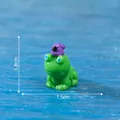 Miniature green frog figurine with a purple hat, perfect for DIY micro-landscape decor - Halloween Wizard Style (C3436) / 1.8cm x 1.5cm