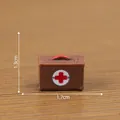 Miniature retro dollhouse brown medical kit suitcase DIY decoration accessory 1.7x1.3cm size - Home Medicine Box (C3340)