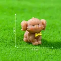 Miniature brown teddy dog figurine with yellow bow tie for fairy garden micro landscape - 2.8x2.8cm / 2# Brown Turn Head