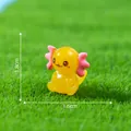 Small yellow luminous resin axolotl figurine for DIY micro landscape garden decor - Sitting Axolotl / Yellow