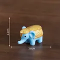 Miniature blue Southeast Asian elephant figurine with gold saddle details, 3.6cm wide size - 4# Blue Elephant