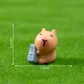 Miniature capybara figurine with moai statue for DIY gardening landscape decor - 2.2x1.9cm / Moai Statue Style
