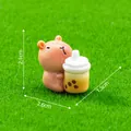 Miniature capybara figurine holding bubble tea for dollhouse DIY landscaping ornament - 6# Bubble Tea Style