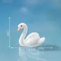 Miniatuur witte zwaan figuur met glitters, 2,3x2cm voor DIY decoratie - 2.3x2cm / Massief Wit Uitgeslagen Vleugels (1#)