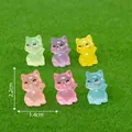Cute luminous resin cat figurines for miniature garden DIY landscape decor, 2.2cm - Raising Hand Style / 1 Piece
