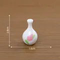 Miniature ceramic flower vase for dollhouse decor, 2.8cm tall white vase with pink flower - Vase Style 2 / H2.8cm W1.6cm