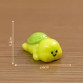 Miniature lime green smiling turtle figurine, 2.6cm length, micro landscape DIY décor - Lying Flat Style Turtle (C3034) / 1.2x2.6cm