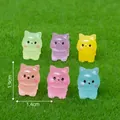 Set of 6 colorful luminous resin cat figurines for miniature garden landscape DIY - Standing Style / 1 Piece