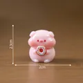 Cute miniature pink pig figurine holding a colorful donut, 2.3cm tall desktop decor - Donut Style / Single Item