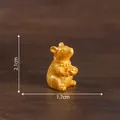 Miniature gold rat figurine holding a yuanbao ingot, 2.1cm height - 8# Fortune Mouse
