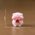 Miniature cute pink pig figurine holding a watermelon slice for DIY micro landscape decor - Watermelon Style / Single Item