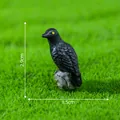 Realistic miniature black crow figurine with yellow eyes on rock for garden landscaping DIY - Turning Head Style / Height 2.9cm Width 1.5cm