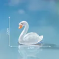 Statuina a forma di cigno bianco glitterato per decorazione di micro paesaggi fai-da-te - 2,4x2,2cm / Trasparente Ali Ripiegate (4#)