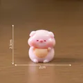 Mini cute pink pig figurine DIY dollhouse decoration with 2.3cm height and 2cm width - Bib Style / Single Item