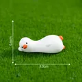 Miniature white goose figurine for DIY micro landscape desktop decoration, 3cm size - Lying Flat Goose
