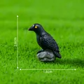 Small realistic crow figurine on rock base for garden landscaping decor - Standing Pose / Height 2.6cm Width 1.6cm