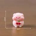 Miniature pink pig figurine holding cherries for DIY dollhouse decoration - Cherry Pattern / Single Item