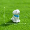 Figurine de chien blanc de dessin animé micro paysage avec écharpe bleue pour jardinage DIY - 1# Chiot Assis / 2.6x2.5cm