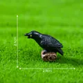 Hand-painted realistic crow miniature figurine for garden decor, size 2.9cm x 2.1cm - Squawking Style / Height 2.1cm Length 2.9cm