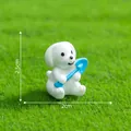 Miniature de chien de dessin animé blanc avec une pelle bleue pour paysage, 2,5 cm - 2# Chiot avec Pelle / 2.5x2cm