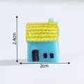 Miniature blue country house figurine with yellow roof for DIY moss landscape decor - 2.4x2cm / Blue