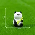 Cute miniature panda figurine holding a bamboo stalk for DIY micro landscape dollhouse decor - 1# Bamboo Panda