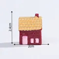 Miniature red village house figurine with yellow roof for micro landscape DIY decoration - 2.4x2cm / Red & Blue