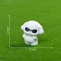 Cartoon white puppy figurine with sunglasses for micro-landscape DIY decor, 3.1cm size - Wearing Sunglasses Style / 3.1x3.1cm / White