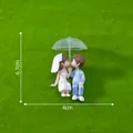 Cute wedding couple figurines under umbrella for cake topper and micro landscape decor - Couple With Umbrella / Blue Suit White Dress Couple