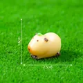 Miniature yellow resin capybara figurine for moss micro landscape DIY garden decor - Guinea Pig Miniature / 4# Leaf on Head