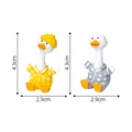 Cute mini shaking head duck figurine ornament in yellow and grey pajamas, 4.3cm height - Yellow and Gray Style / Single Piece (Split Between 2 Styles)