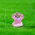 Cute miniature luminous pink poodle figurine for DIY micro landscape decor, size 1.7x1.5cm - Rose Red