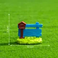 Miniature mailbox and blue fence ornament for micro-landscape garden DIY, 4.1x3.3cm. - 3.3x4.1cm
