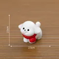 Miniature white dog figurine with red scarf for dollhouse DIY decoration, 2.5cm - Christmas Dog / Red Scarf