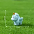 Miniature light blue cartoon unicorn figurine with gold horn, 2.3cm desktop micro landscape decor - 2.3cm x 2.3cm / 1# Blue