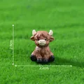 Miniature highland cow figurine for DIY micro landscape, 2.2x2.8cm brown cow. - 2# Sitting Highland Cow / 2.8x2.2cm