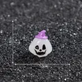 Glow-in-the-dark Halloween ghost figurine with purple hat for dollhouse DIY decor - Ghost with Wizard Hat / 1.3cm x 1.5cm / White