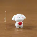 Miniature white dog figurine holding a red heart, 2.4cm width, for DIY decor - 1# Holding Heart Style / 2.2cm x 2.4cm