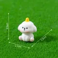 Mini cartoon white puppy figurine with yellow duck on head, 2.5cm micro landscape ornament - Style 3 (Duckling)