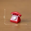 Miniature retro red rotary phone dollhouse ornament with dimension markings, 2.3x2cm size - 2# Red Telephone / 2.3cm x 2.0cm