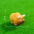 Miniature yellow resin yak figurine for micro landscape decor, 3cm x 2.1cm - Large Yellow Highland Cow