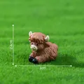 Miniature brown highland cow figurine for moss micro-landscape decor, 3cm width - 4# Lying Highland Cow / 2.4x3cm