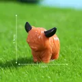 Miniature orange highland cow figurine on green grass, size 1.9cm x 1.8cm detail view - Brown Cow (3#) / 1.9x1.8cm / Brown